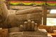 Thailand: The back of the head of an 8th century sandstone reclining Buddha (Phra Non), Thailand's oldest reclining Buddha, Wat Dharmacakra Semaram, Ban Klong Khwang, Nakhon Ratchasima Province